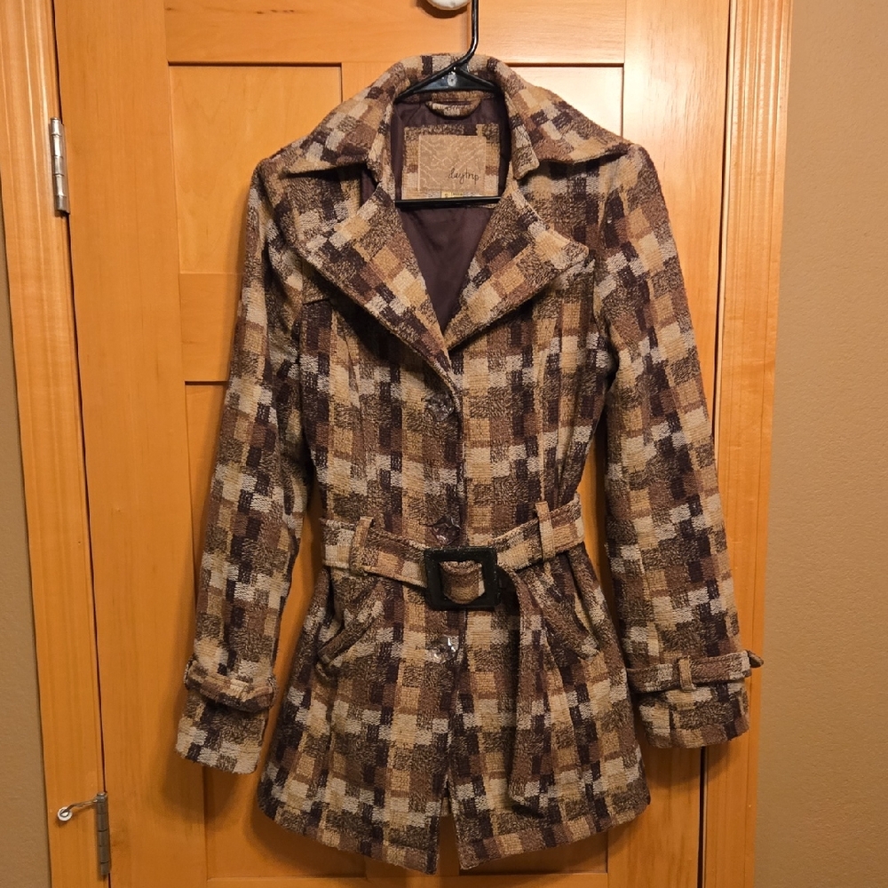 Daytrip Brown and Tan Trench Coat